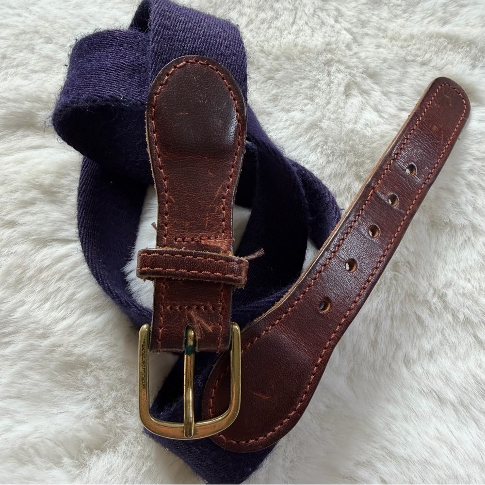 Vintage Indigo Purple Belt Leather Brass Buckle S/M Equestrian